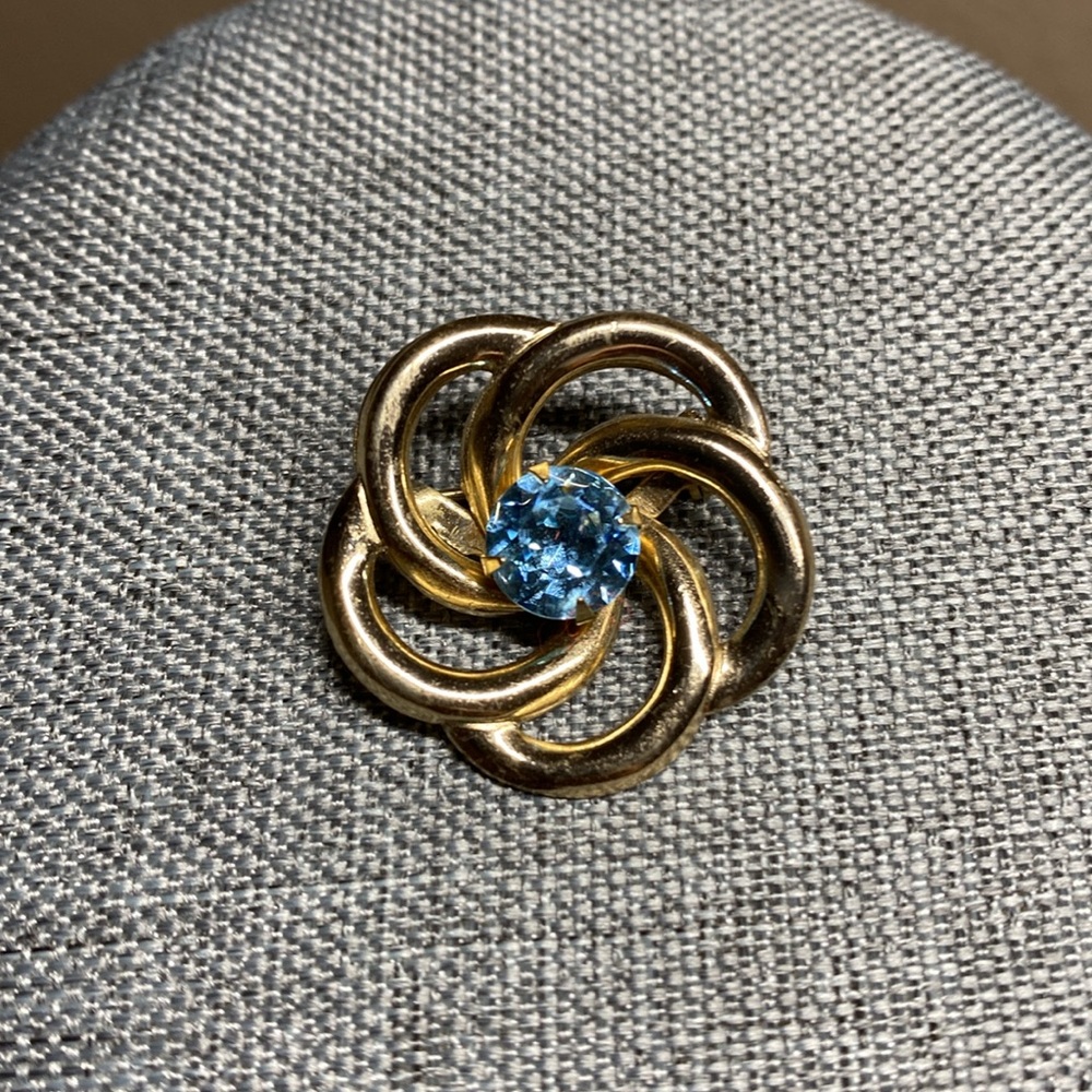 Vintage Blue Stone Mini Brooch